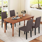 COSTWAY Fabric Armless Dining Chairs Set of 2, Upholstered Kitchen Side Chair w/Rubber Wood Legs, Padded Seat & High Backrest, Mid-Century Modern Accent Chairs for Living Room Restaurant (Brown)
