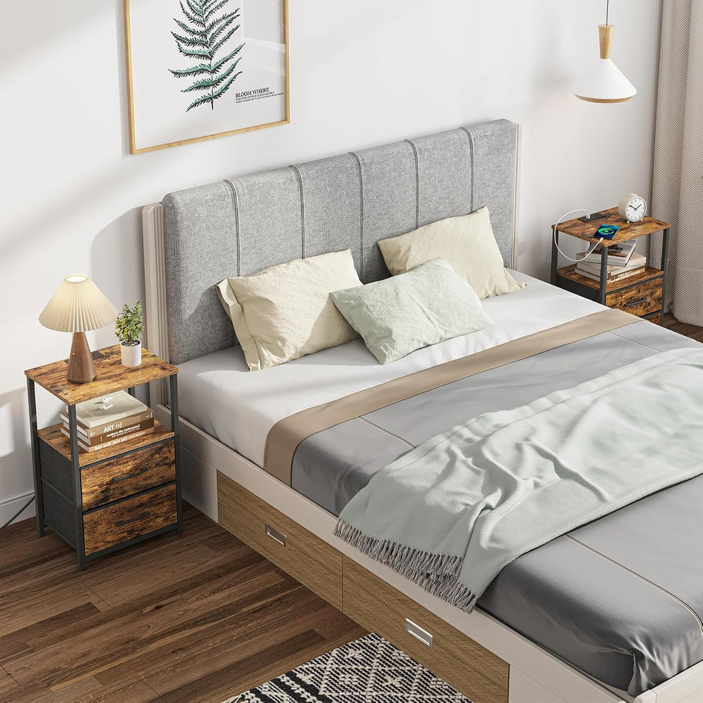 TUTOTAK Nightstands Set of 2, End Table with Charging Station