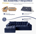 MAXYOYO 104" L Shaped Modular Sectional Sofa with Ottoman, Tufted Boneless Couch with Layered Cushion, Upholstered Flexible Module Combination Sofa for Living Room, No Assembly, Navy