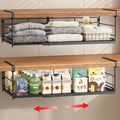 Expandable Under Cabinet Shelf, Extendable Under Shelf Storage with Removable Wire-Like Back for Pantry Cabinet, Laundry Room, Shoe Rack. (Black, 2 Pack, Interior: 5" H x 10" D)