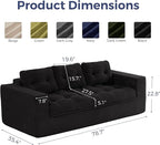 MAXYOYO 79" Loveseat Sofa Couch for Small Spaces, Upholstered Boneless Cloud Couch for Apartment Bedroom, 2-Seater Love Seat Floor Modern Sofa with Pillows, No Assembly Required, Black