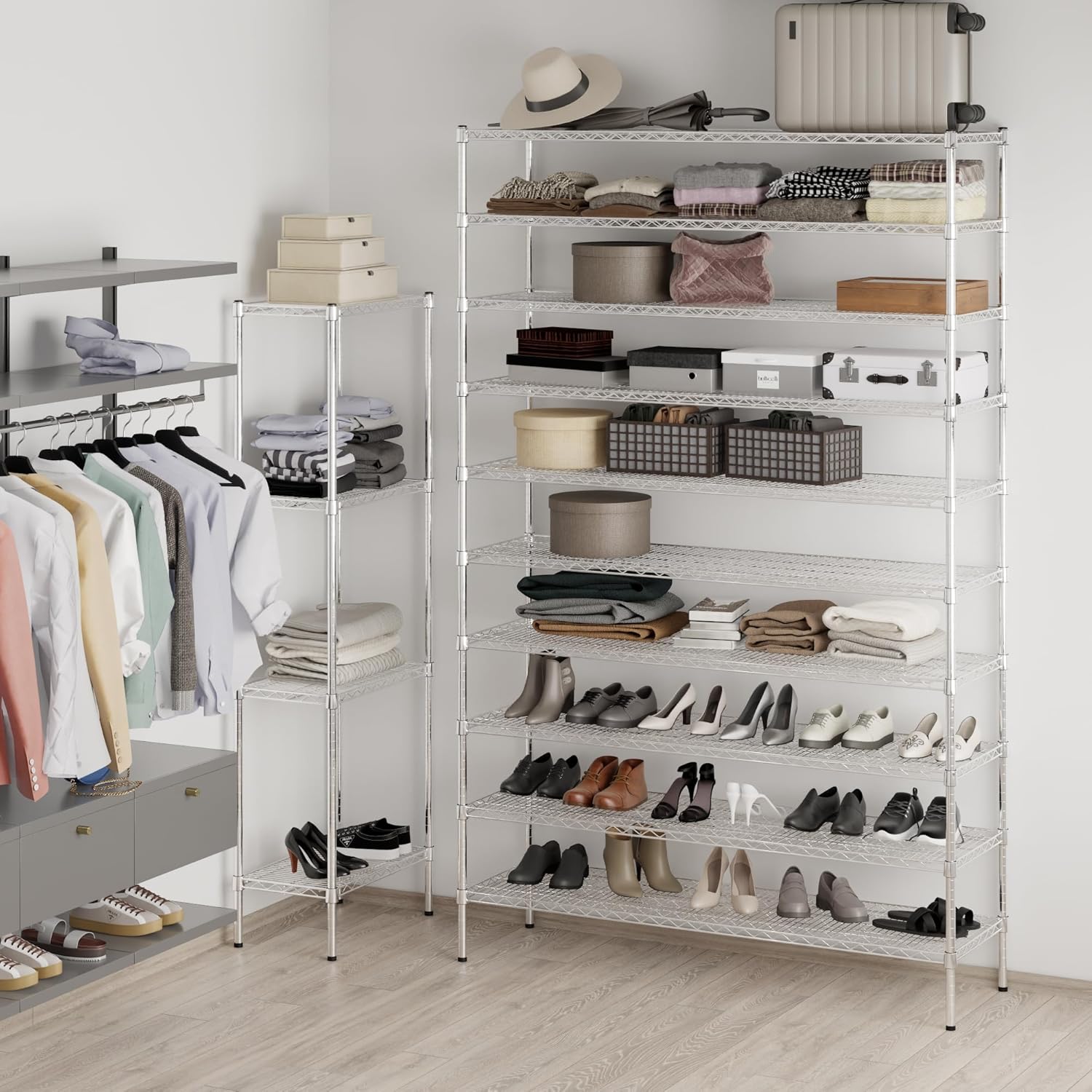 18" Deep x 60" Wide x 96" Height Wire Shelving Kit | 10-Tier | NSF Commercial Storage Rack Unit
