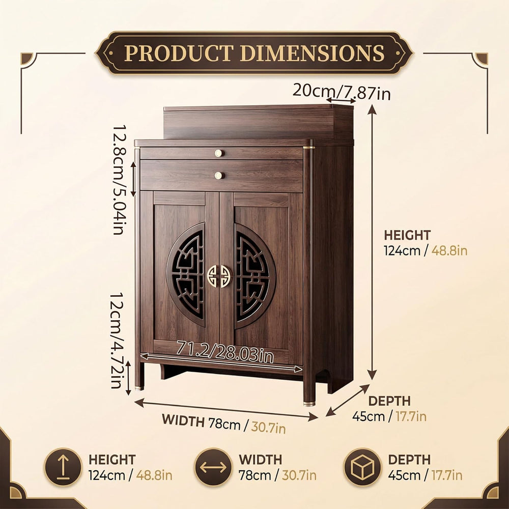 Solid Wood Personal Shrine Altar Table, Prayer Buddhist Niche Incense Table w...