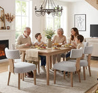 Mid Century Modern Dining Chairs Set of 6, Upholstered Wooden Dining Room Chairs, Farmhouse Kitchen Chairs, Accent Armless Side Chairs with Curved Back for Living Room, Grey Linen, 6PCS