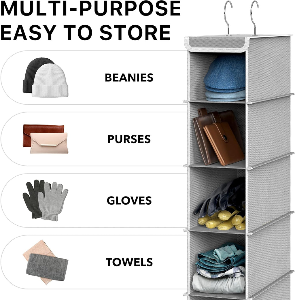Simple Houseware 10 Shelves Closet Hanging Shoe Organizer, Gray | Dual Metal Hooks, Holds Up to 20 lbs, for Narrow Space