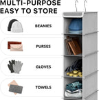Simple Houseware 10 Shelves Closet Hanging Shoe Organizer, Gray | Dual Metal Hooks, Holds Up to 20 lbs, for Narrow Space