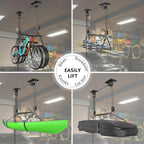 TRUSOON Ceiling Storage Hoist for Cargo Box - Heavy Duty Garage Storage Lift - Garage Pulley Lift System for Rooftop Carriers, Holds up to 150 lbs Capacity and Fit 10-14 Foot Tall Garage Ceilings