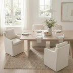 Upholstered Dining Chairs Set of 4, Modern Dining Room Chairs with Casters & Washable Cover, Rolling Accent Chair with Hidden Storage for Kitchen, Farmhouse, Living Room, Beige, 4 Box