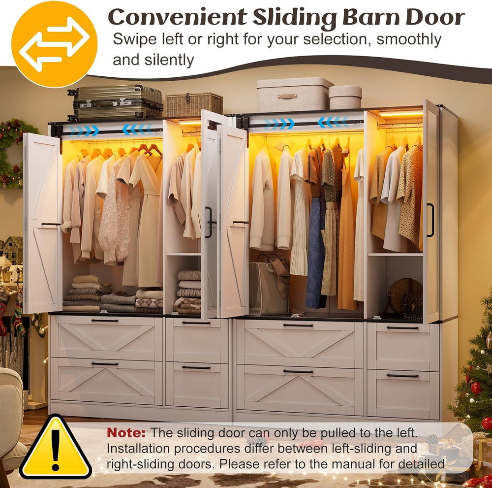 PAKASEPT Armoire Wardrobe Closet with w/Folding Sliding Barn Door