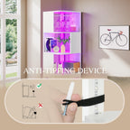 YITAHOME Corner Wine Cabinet with LED Lights & Glass Holder | LED Lights & Glass Holder, Tempered Glass Door & Adjustable Shelves, Liquor Bar Rack, For Living Room, Dining Room, Kitchen