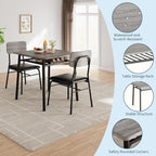 GAOMON 3-Piece Dining Table Set for 2, Wood Kitchen Table Set with Built-in Storage Rack,Small Kitchen Table with Upholstered Chairs and Metal Frame for Small Spaces，Gray