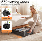 Yecaye 60 L Under Bed Storage with Wheels, 2 Pack Under Bed Storage Containers with Clear Window & Label, Rolling Under bed Shoe Storage organizer for Clothes, Shoes, Hemp Grey