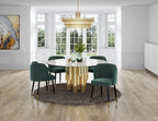 Manhattan Comfort Zephyr Modern Velvet Dining Chair, Solid Wood Frame with Gold-Tipped Splayed Legs, High Density Foam Padding, Vintage Design, Tulip Inspired Accent Furniture, Hunter Green
