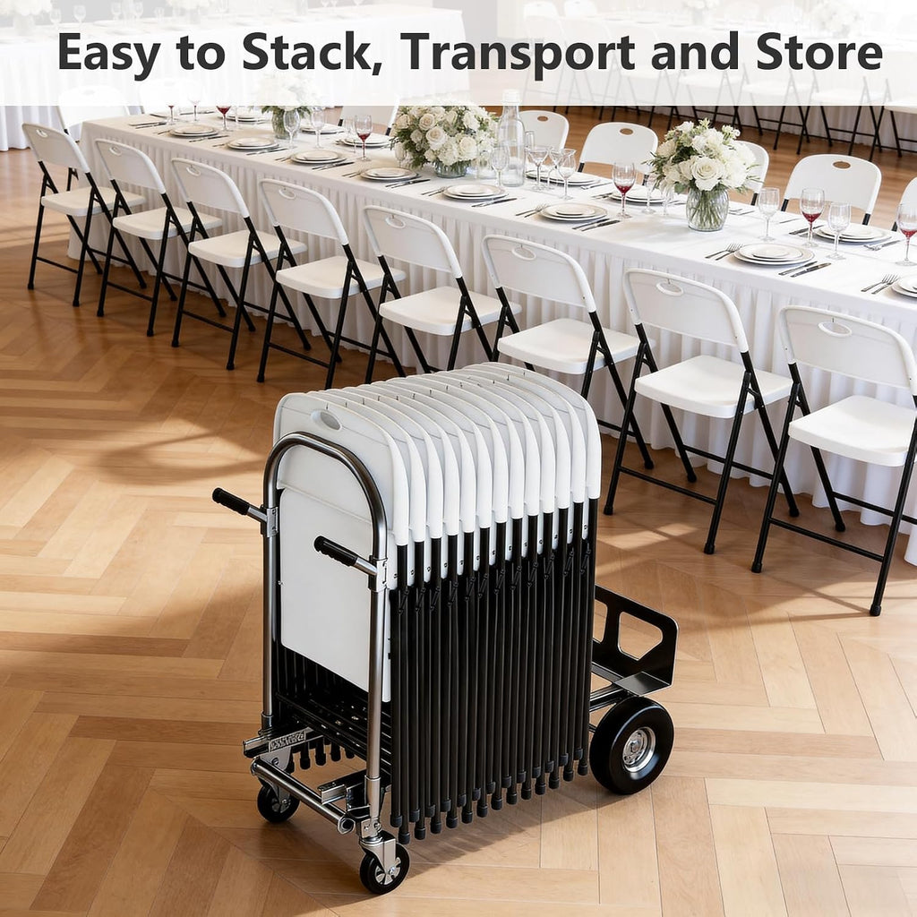 Folding Chairs 2 Pack, Outdoor Folding Chairs for Outside Indoor, Portable 350 lbs Capacity Heavy Duty Plastic Metal Foldable Chairs Commercial Seating for Picnic, Party, Patio, White