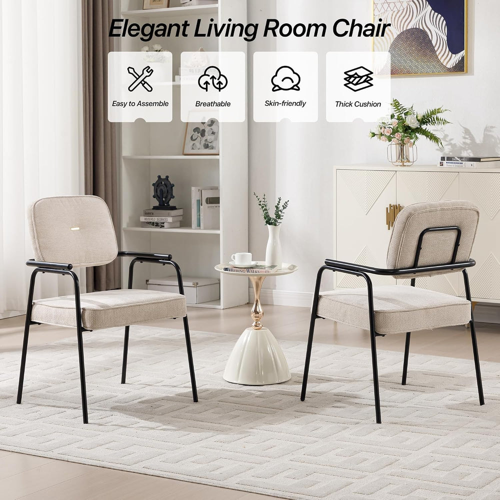 HENGJIANYI Accent Chair Dining Chair Set of 2, Chenille Upholstered Armchair ...