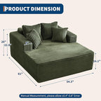 54.3"W Oversized Chaise Lounge Chair Indoor, Boneless Corduroy Sleeper Sofa Bed with 4 Pillows, Armrests, Comfy Fluffy Reading Couch, No Assembly Required Cloud Sofa for Living Room, Bedroom, Office