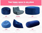 Hobestluk 5FT Bean Bag Chair Large Beanbag Lounger with Removable Cover Adult Bean Bag Chair with Portable Handle Desgin for Living Room Bedroom (Blue, 5FT)