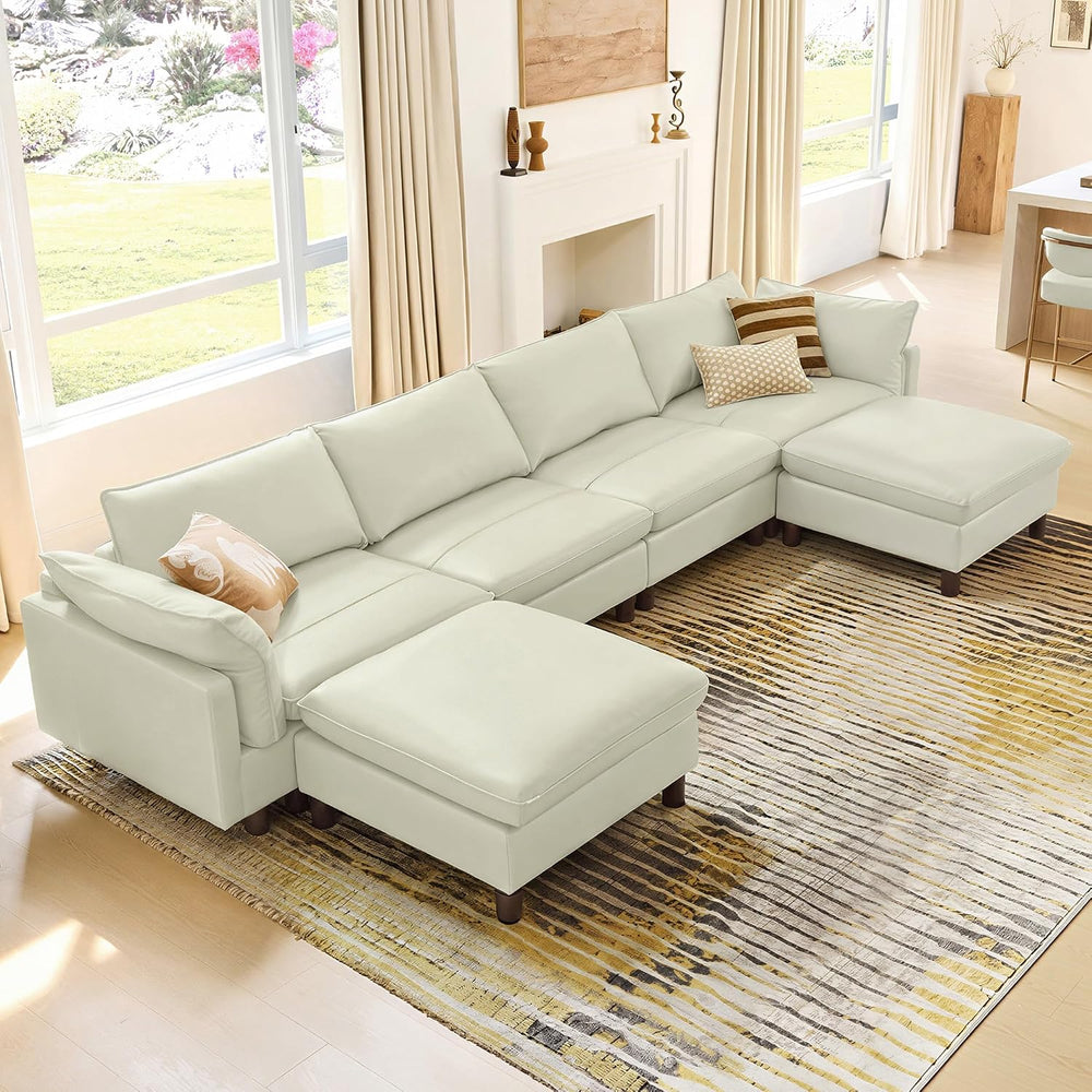 CHITA 161" Leather Super Large Sectional Couches for Living Room, Modula...