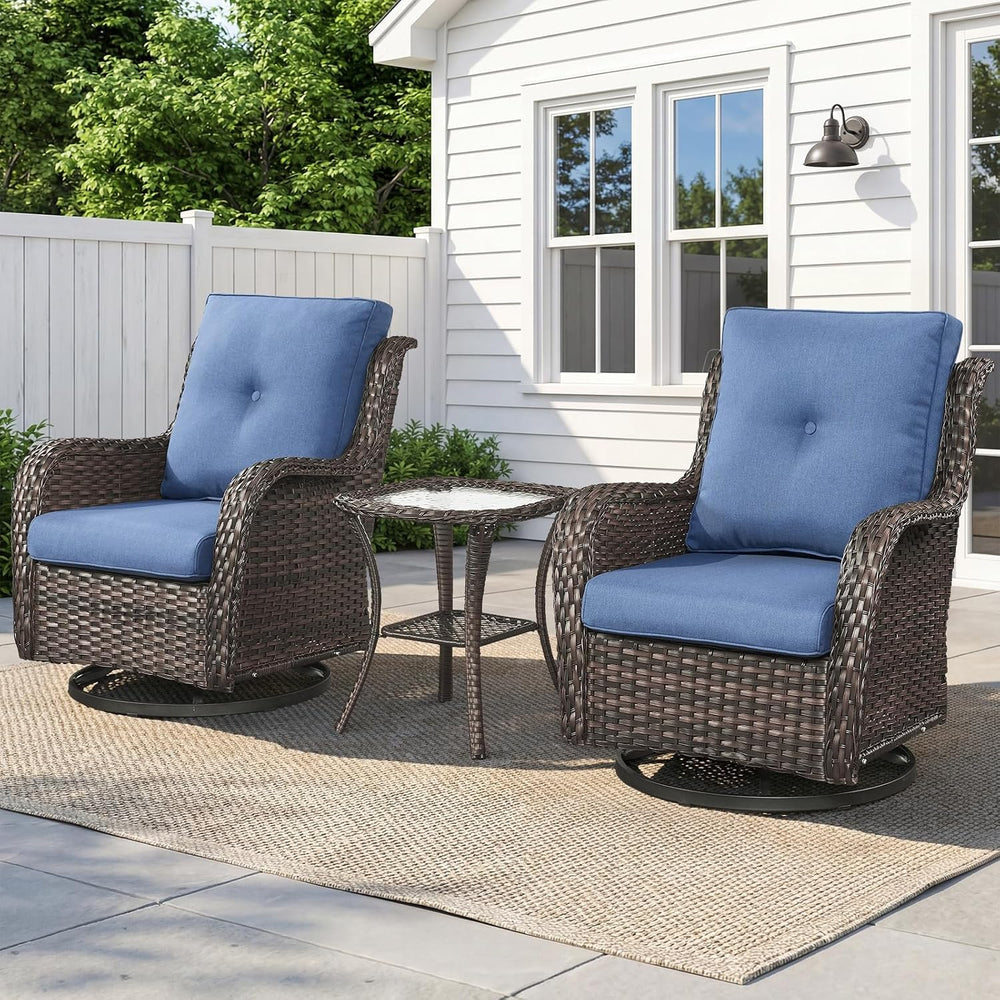 Belord Patio Wicker Chairs Swivel Rocker,Outdoor Patio Furniture Set with Rat...