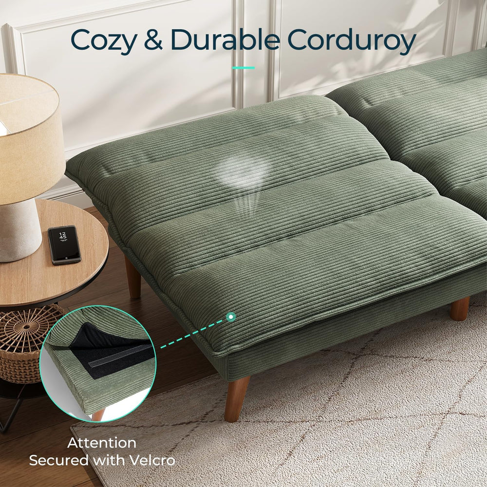 LINSY HOME Futon Sofa Bed - Convertible Corduroy Futon Couch Bed with Adjusta...