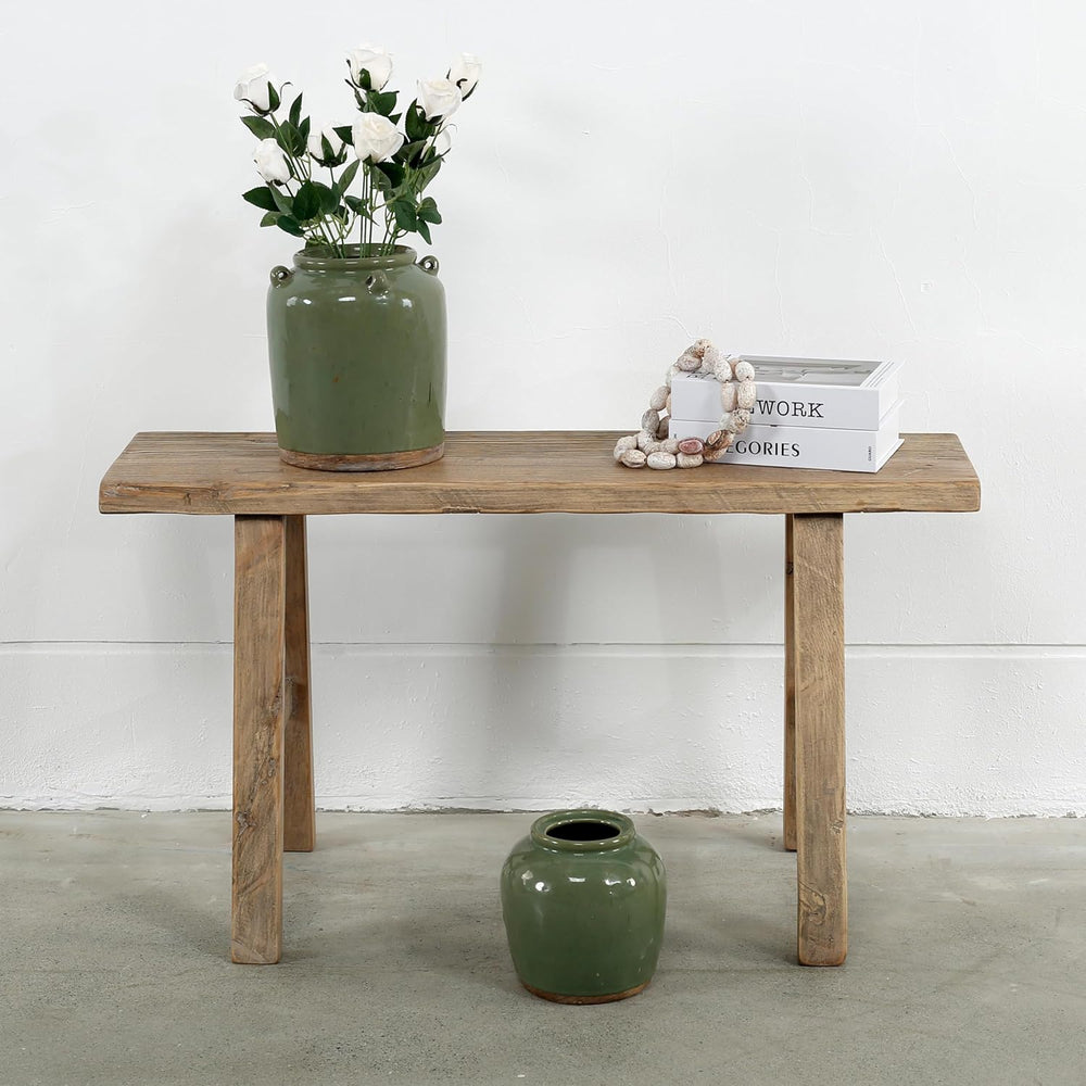 Artissance 35" Long 10" Wide Elmwood Bench, Natural Wood