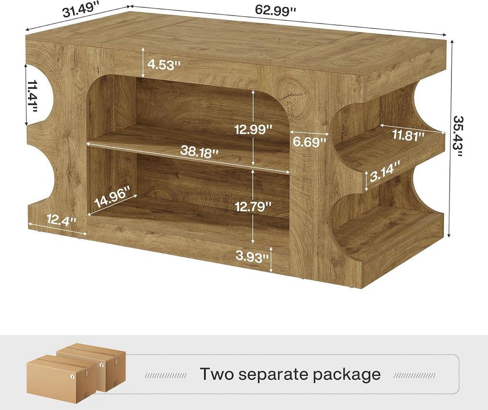 Tribesigns 63" Kitchen Island with Storage and Seating Area, Island Tabl...