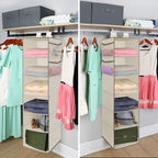 MAX Houser 6 Tier Shelf Hanging Closet Organizer, Closet Hanging Shelf with 2 Widen Straps for Storage, Foldable (Beige2)
