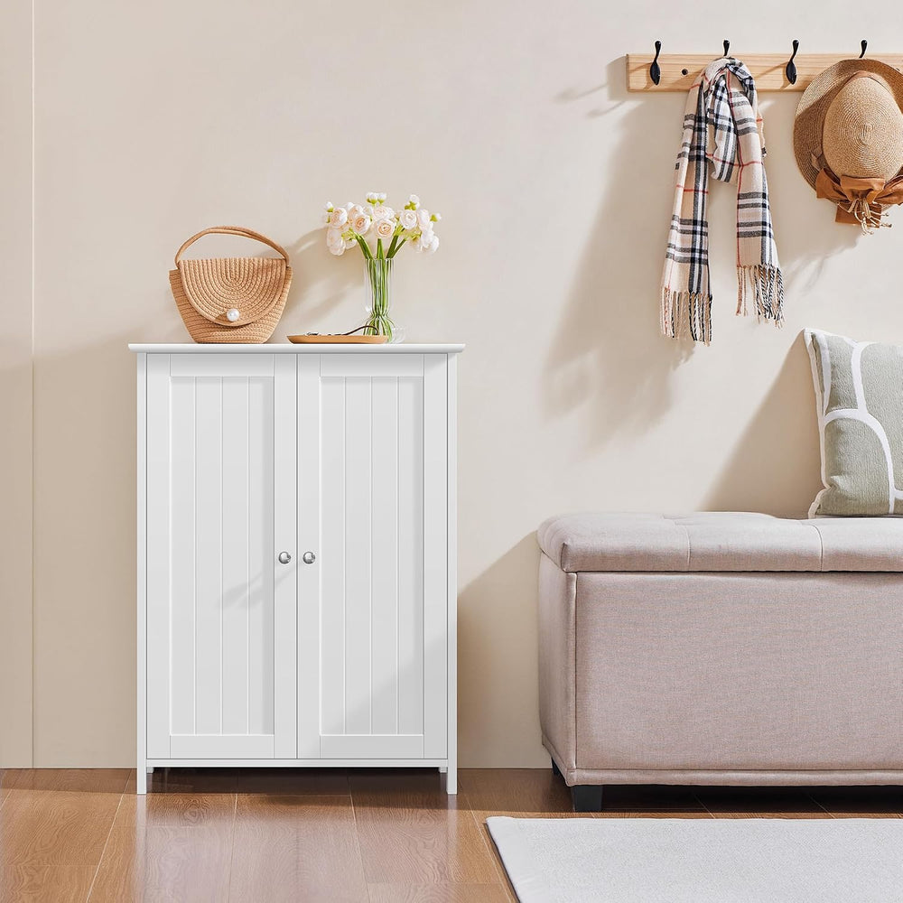 Yaheetech Small Bathroom Storage Cabinet for Towels with 2 Doors, White