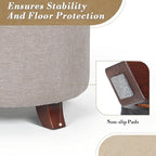 Athena Collection 24.5 Inch Small Ottoman with Storage, Round Linen Fabric Storage Ottoman Foot Rest with Removable Lid, Multipurpose Footstool Footrest for Livingroom, Bedroom, Dorm, Beige
