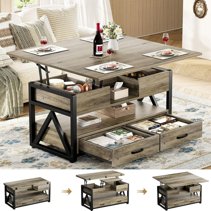Memobarco 40" Lift Top Coffee Table with Storage,Grey
