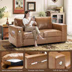 Hanherry Faux Leather 70" Sofa for Living Room, Modern Comfy Sofa with Medium Firm Seat Cushion, Removable Cover,Wide Armrest,USB/Type-C Port,Couches for Small Space,Apartment