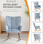 Rocking Chair Nursery, Comfy Modern Nursery Rocking Reading Chair Indoor, Cozy Upholstered Glider Rocker Chairs for Living Room Bedroom Offices, Sillas Mecedoras(Chenille, Blue)