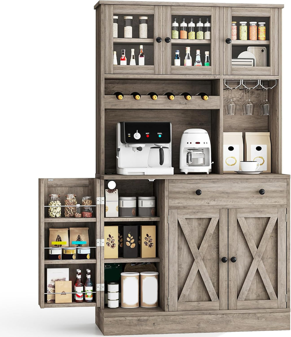 YITAHOME 71''H Kitchen Pantry Cabinet, Grey | Tall Cabinet with Drawe...