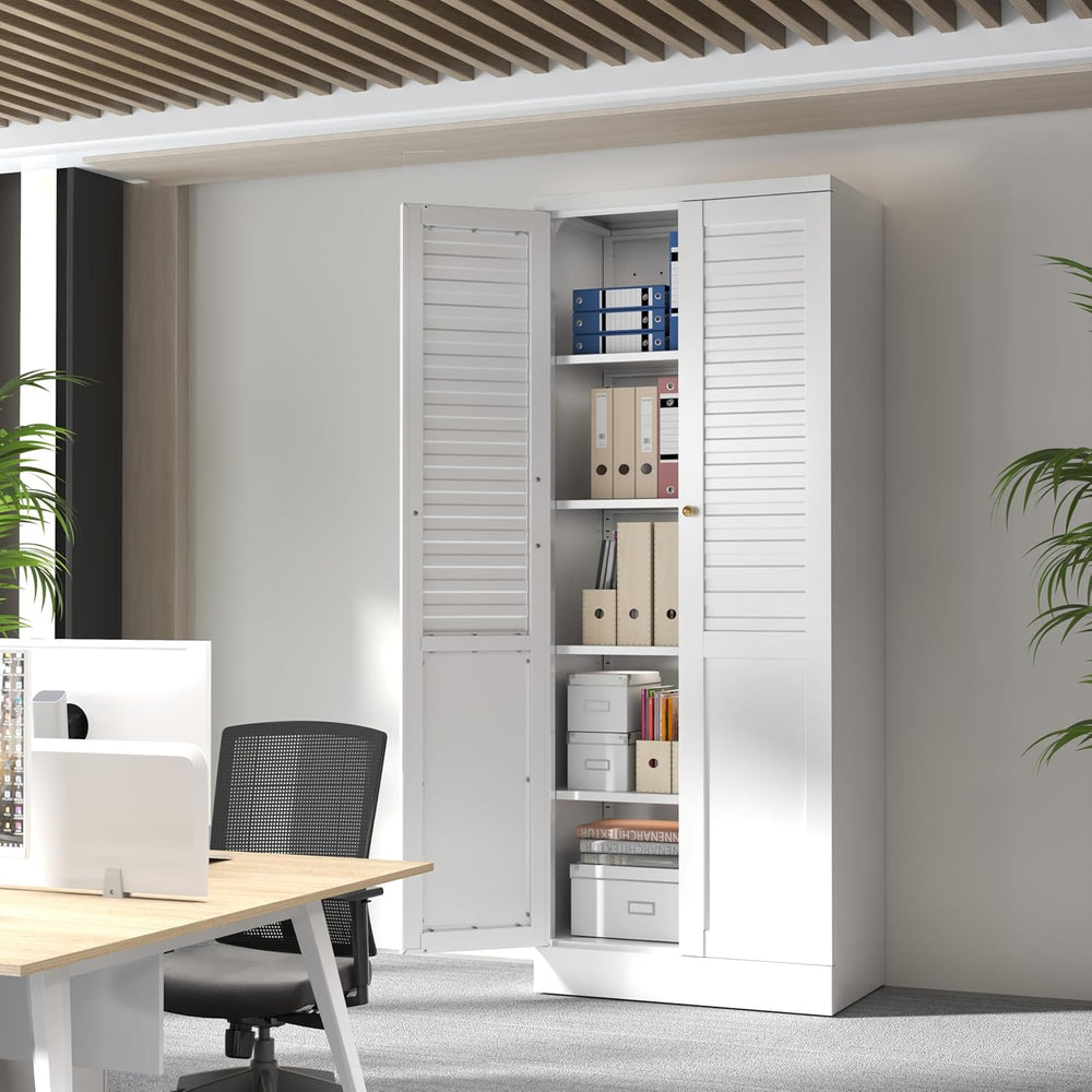 LEYNOT 61 inch Tall Kitchen Pantry Cabinet,Metal Storage Cabinet with 4 Adjus...