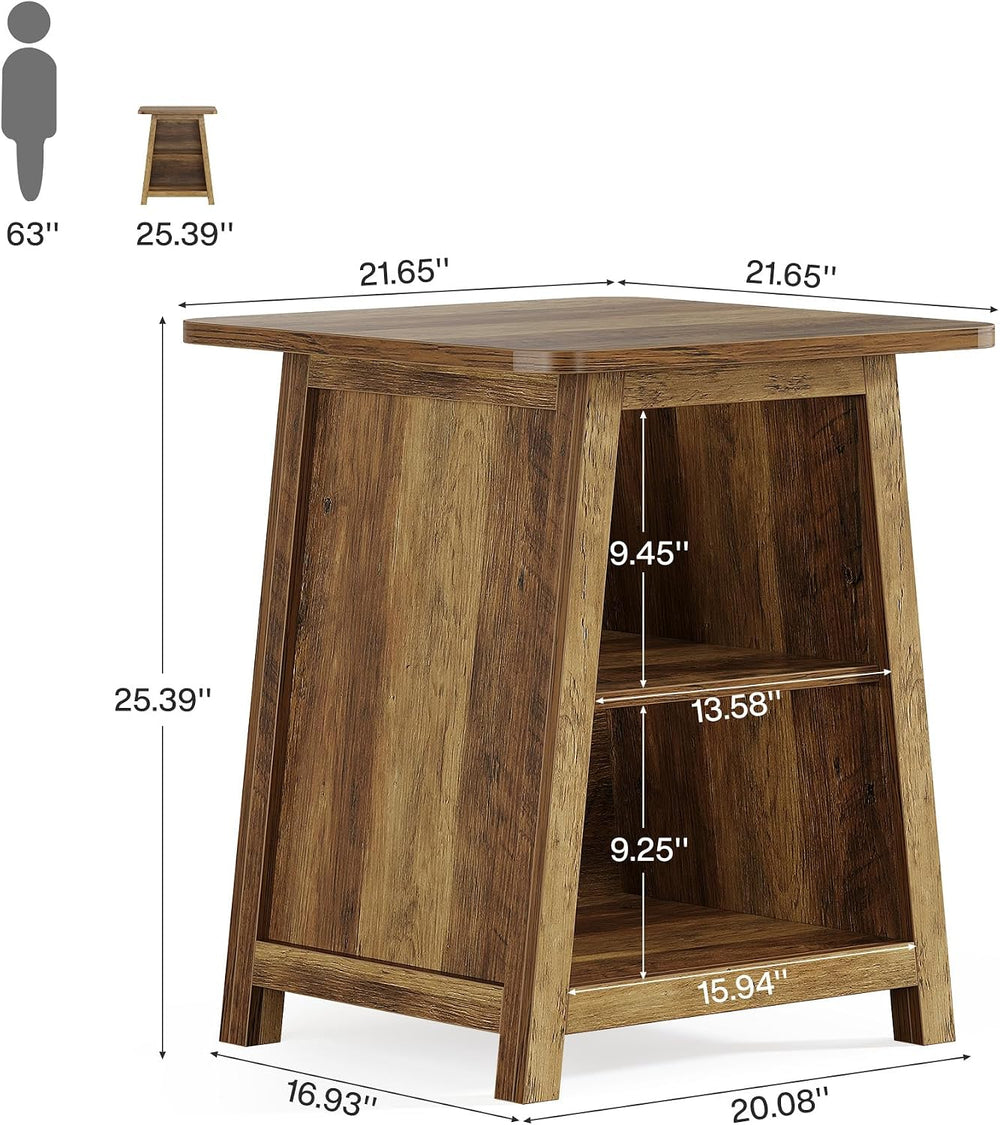 Tribesigns 3-Tier Rustic Farmhouse Wooden End Table with Open Storage Shelves...