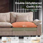 URRED Oversized Modular Sectional Sofa，Khaki：122" U Shaped | Modern Comfy Cloud Couch with Movable Ottoman and Pillow, Deep Seat Couches for Living Room, Bedroom or Apartment