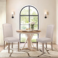 Upholstered Dining Chair Modern Stylish Parsons Kitchen Diner High Back with Silver Nailhead Trim & Wood Legs, Set of 2, Fabric Beige