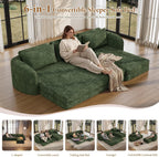 Vesgantti 6 in 1 Convertible Folding Sofa Bed, Futon Sectional Couch, Green | 110.2" L Shaped Modular Sleeper Sofa, Curved Armrest, Deep Seat Boneless Couches for Living Room, Chenille, Right Facing