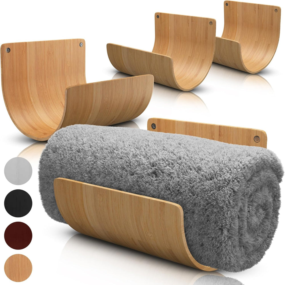 Bamboo Towel Rack by Aura Nest Set of 4 Wood Towel Racks Bamboo Bathroom Acce...