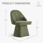 Swivel Dining Chairs Set of 1, Upholstered Mid Century Modern Deskchair with Round Back, Linen Fabric Kitchen Chairs for Dining Room, Bedroom, Dressing Room, Green