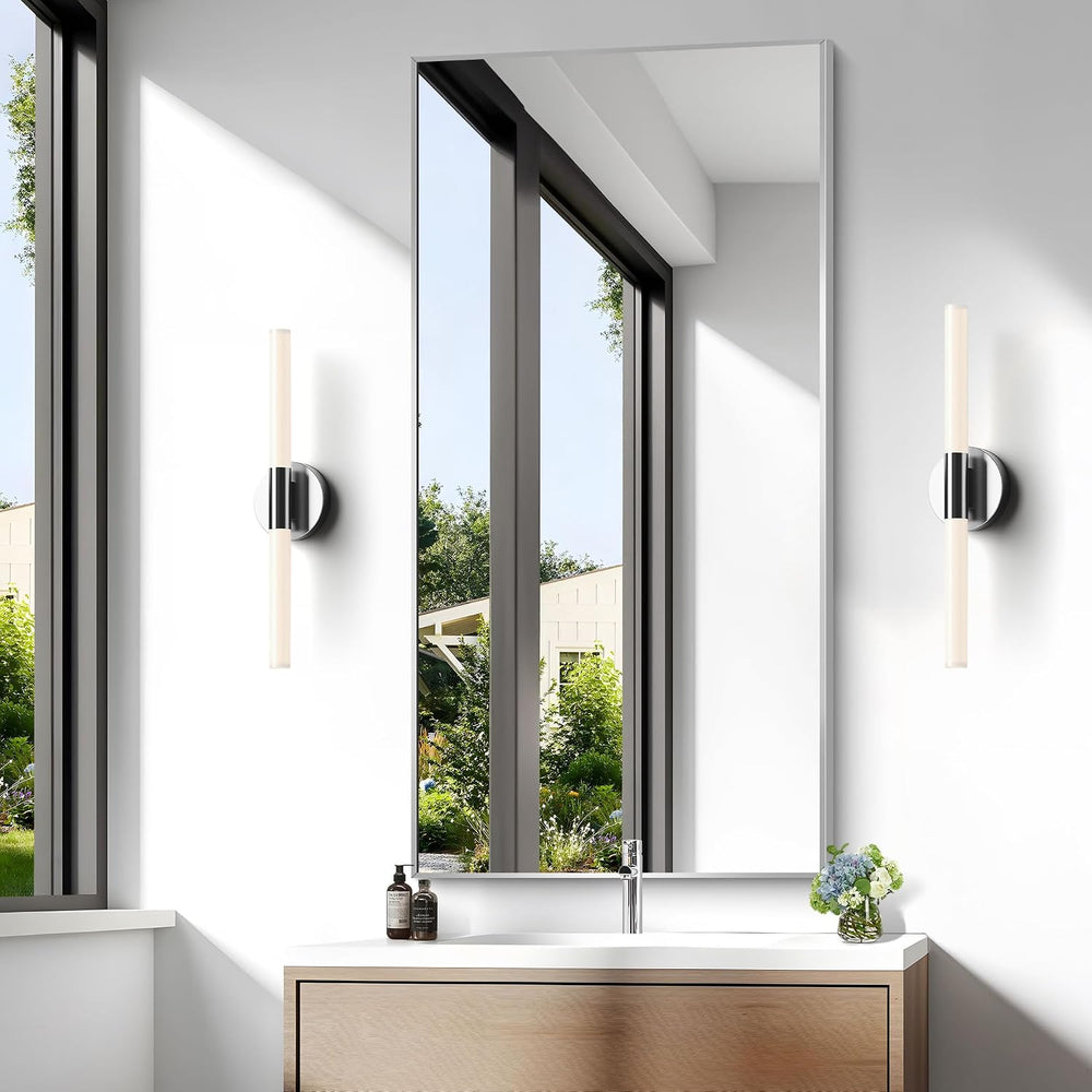 BONEWEI Silver Bathroom Mirror,24x48 inch Wall Mirror for Bathroom Wall Mount...
