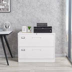 2 Drawer File Cabinet, Lateral Filing Cabinets for Home Office, Office Storage Drawers with Lock, Hanging Files Legal/Letter A4 Size (Assemble Required,White)