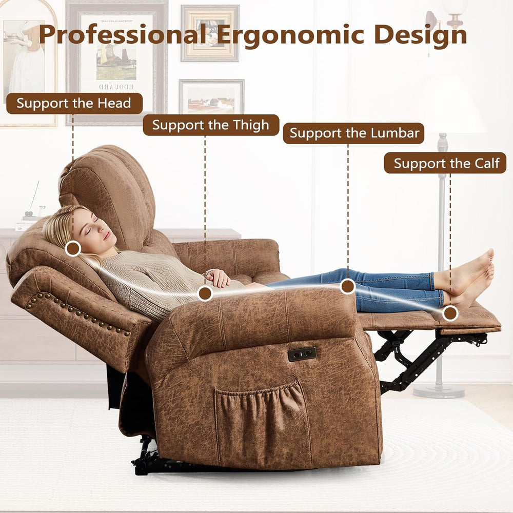 HAOMARKETS 3-Piece Power Reclining Sofa Set with Rivets, Included Electric Ma...