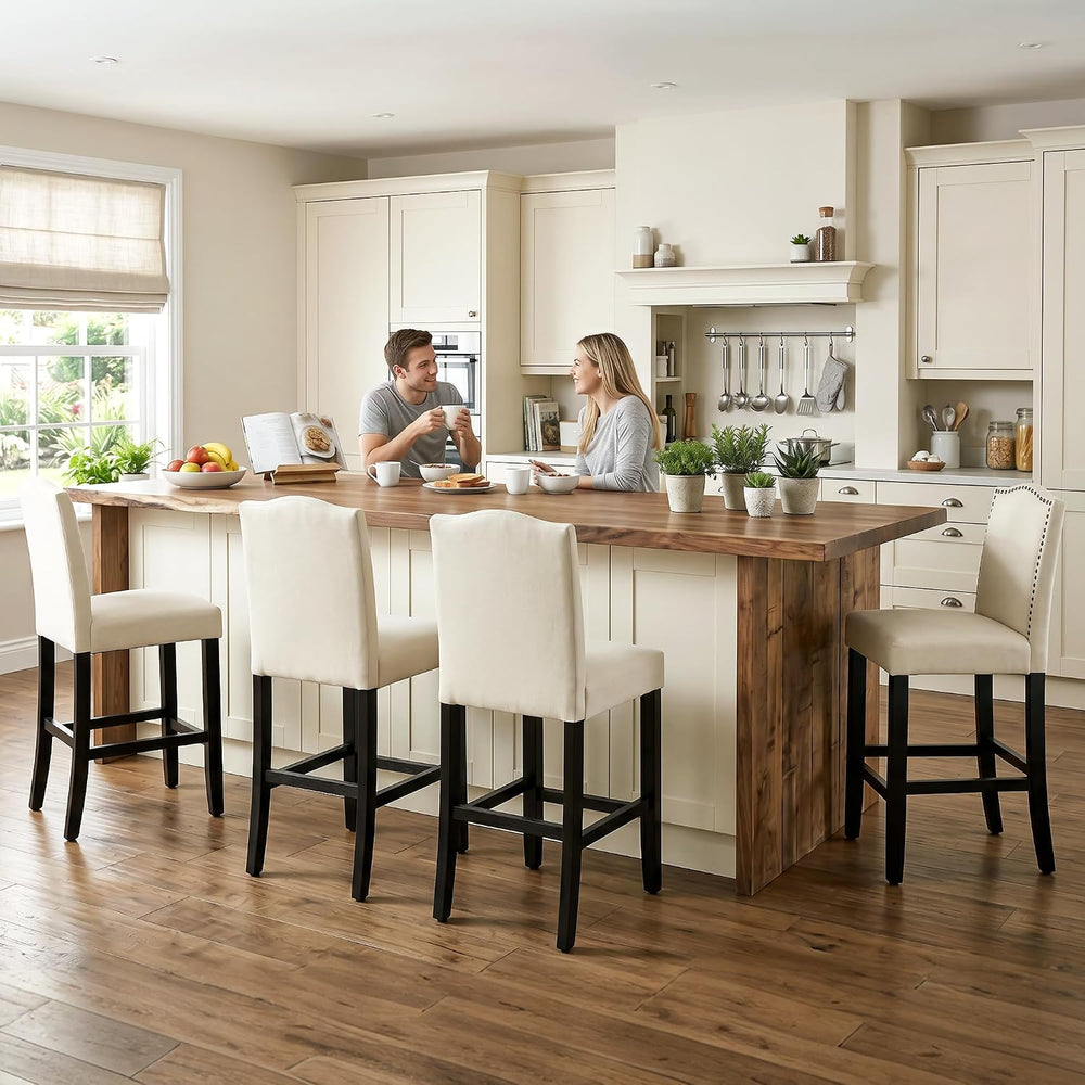 LSSPAID Counter Height Bar Stools Set of 2, 24.8 Inch Modern Upholstered Fabr...
