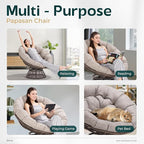 Bme 40" Ergonomic Wicker Papasan Chair with Soft Thick Density Fabric Cushion, Bee-Designed Base, High Capacity Steel Frame, 360 Degree Swivel for Living, Bedroom, Reading Room,...