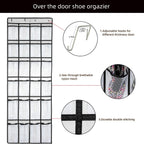 Over the Door Shoe Organizer, Hanging Shoe Organizer with 24 Mesh Large Pockets Door Shoe Rack Organizer for Men Women Kids Hanging Shoe Storage Bag.(White