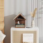 Floating Bedside Wood Bookshelf, Triangle Book Page Holder, Wooden Simple Bookcase for Bedroom Nightstand Library Office or Wall Decor Storage (Brown)