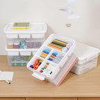 Citylife 17 QT Storage Box with Building Baseplate Lid and Removable Tray Office Organization Kitchen Organization Toy Storage Bead, Tool, Sewing, 2 Packs