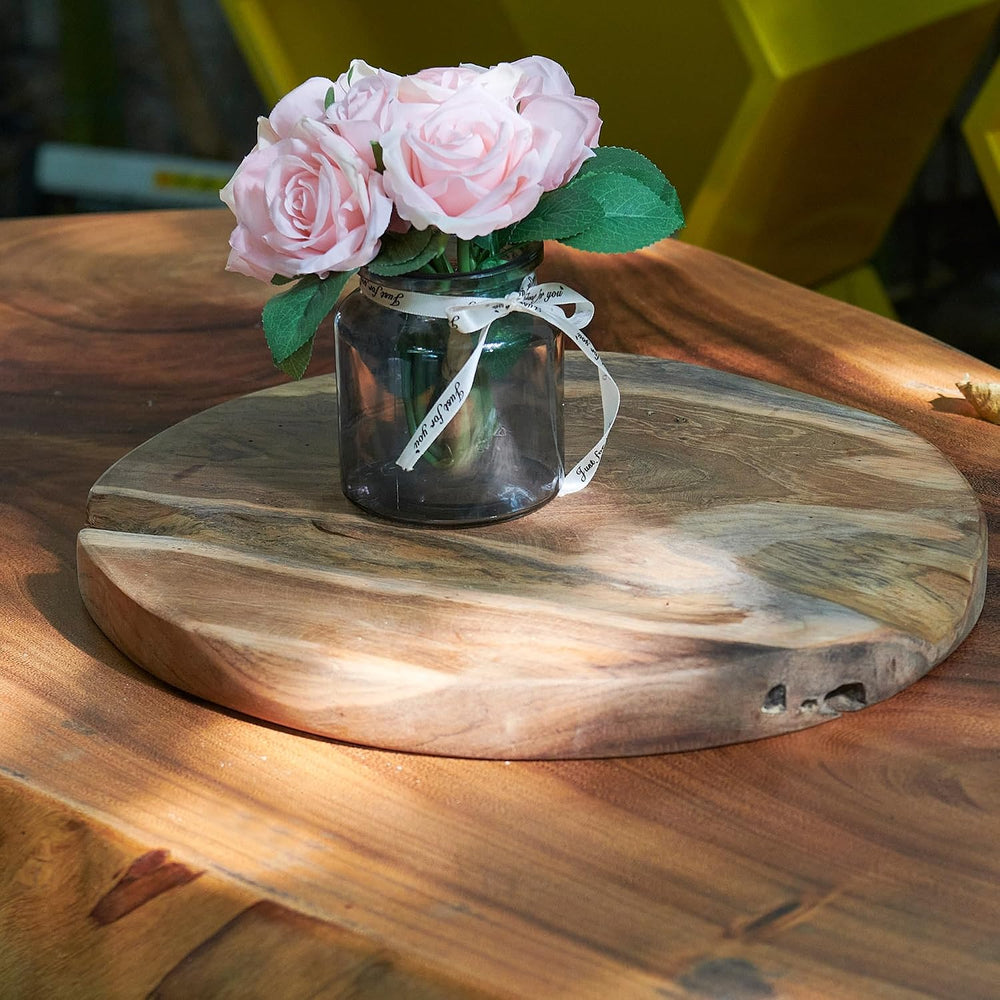 Natural Round Teak Wood Slice Slab 15.6"x15.6"x1.98" Live Edge...
