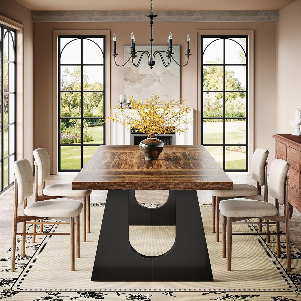 Tribesigns 70.86" Rectangular Dining Table for 6-8 (Dark Brown) | Rustic...